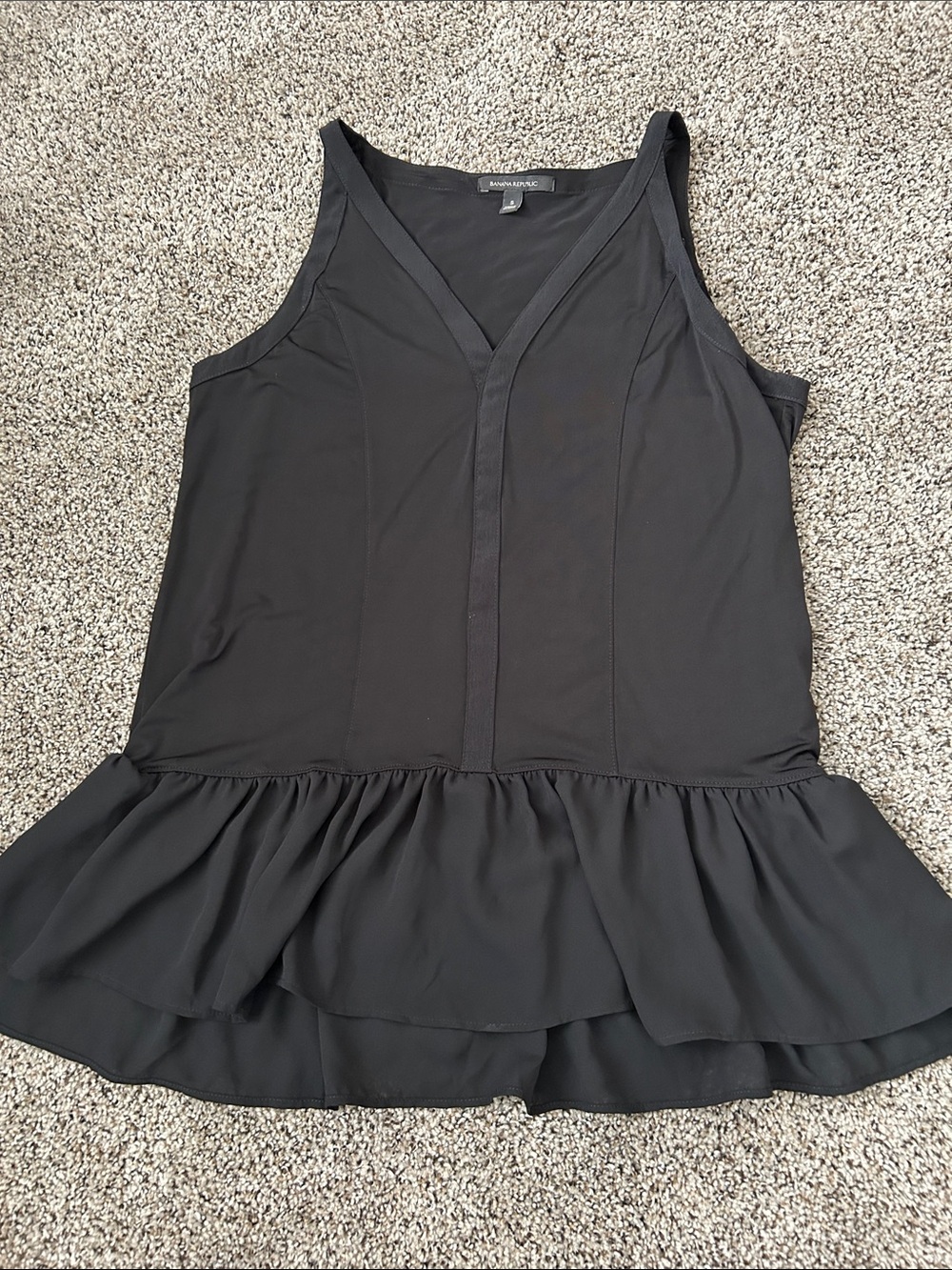 Banana Republic Black Sleeveless Peplum V-Neck Camisole